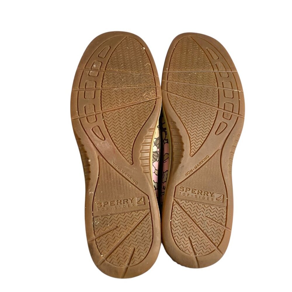 Sperry Top Sider Women's Size 6.5 Boat Shoes Angelfish Leather Tan Pink Floral - Picture 2 of 7